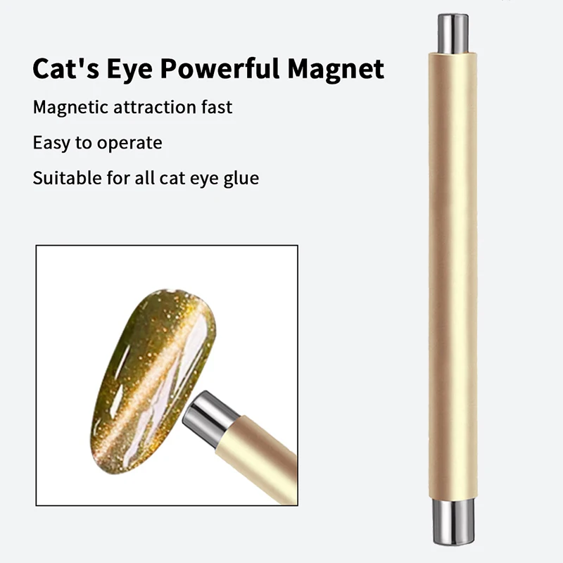Palo magnético para uñas de ojo de gato de doble cabeza con bola de acero, herramienta magnética multifuncional para uñas, bolígrafos para bricolaje, salón, estudio o uso doméstico