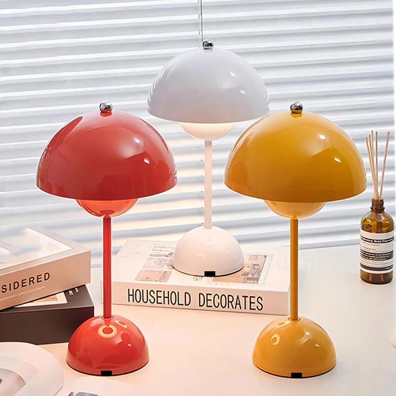 Imagem -03 - Recarregável sem Fio Led Night Light Cogumelo Flower Bud Lamp Mesa de Cabeceira Decoração do Quarto Vintage Desk Lamp