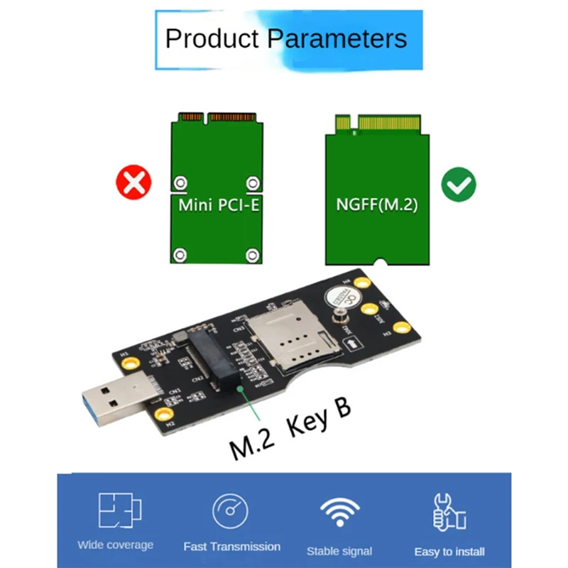 NGFF M.2 Key B To USB 3.0 Adapter Expansion Card With Card Slot For WWAN/LTE 3G/4G/5G Module Support 3042/3052 M.2 SSD