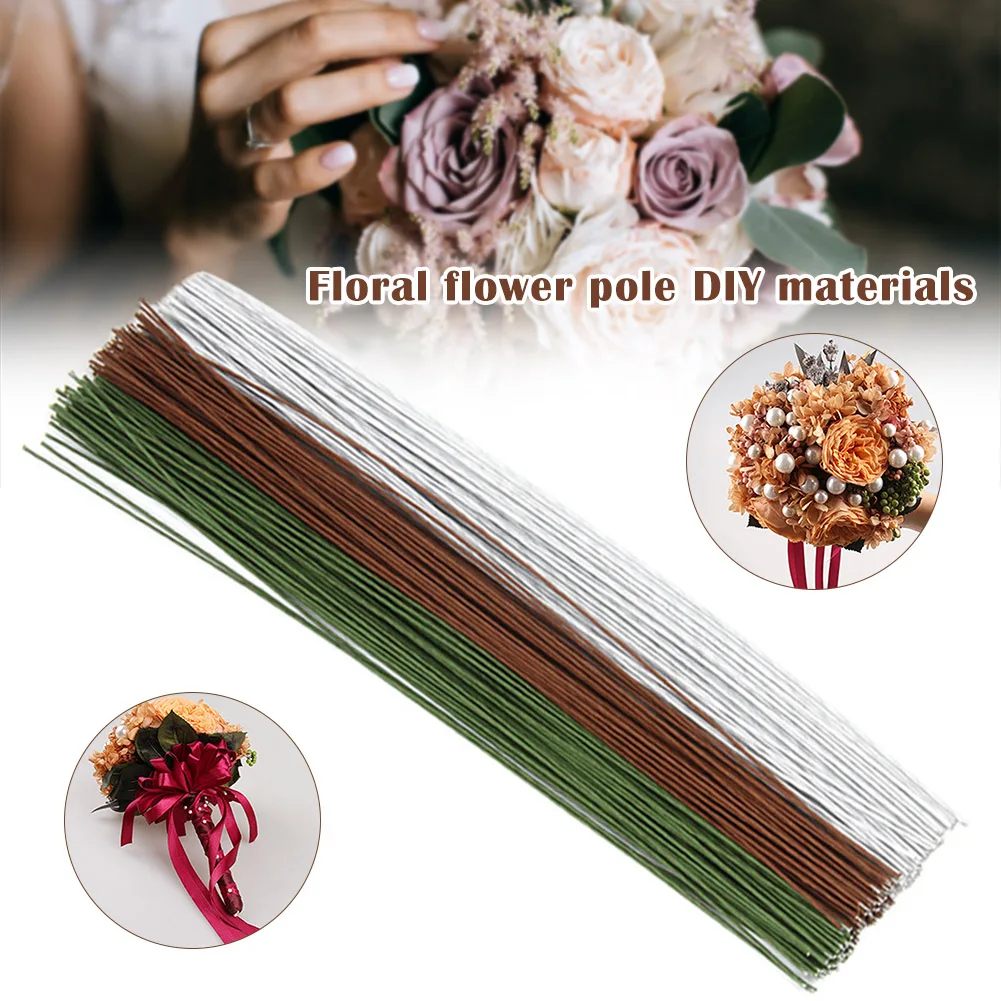 40pcs Floral Flower Wire Stems 20 Gauge Flower Paper Wrapped Wire for Flower Arrangements DIY