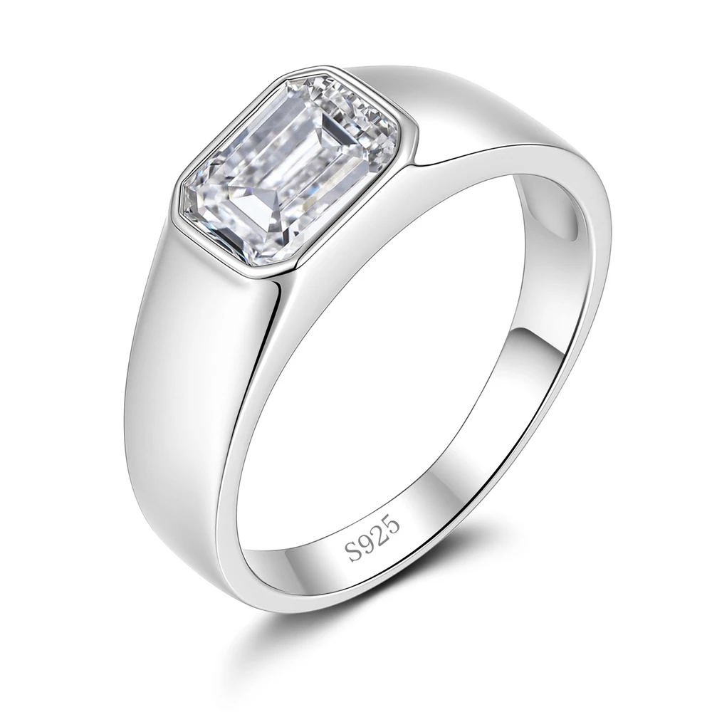 D Color 2ct Moissanite Ring Emerald cut  S925 Sterling Silver Couple Wedding Rings Anniversary Man High-End Jewelry Gift