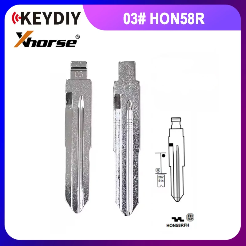 10pcs 03# HON58R HON58RFH right side Metal Uncut Blank Flip Remote Key Blade For Honda for keydiy KD xhorse VVDI JMD