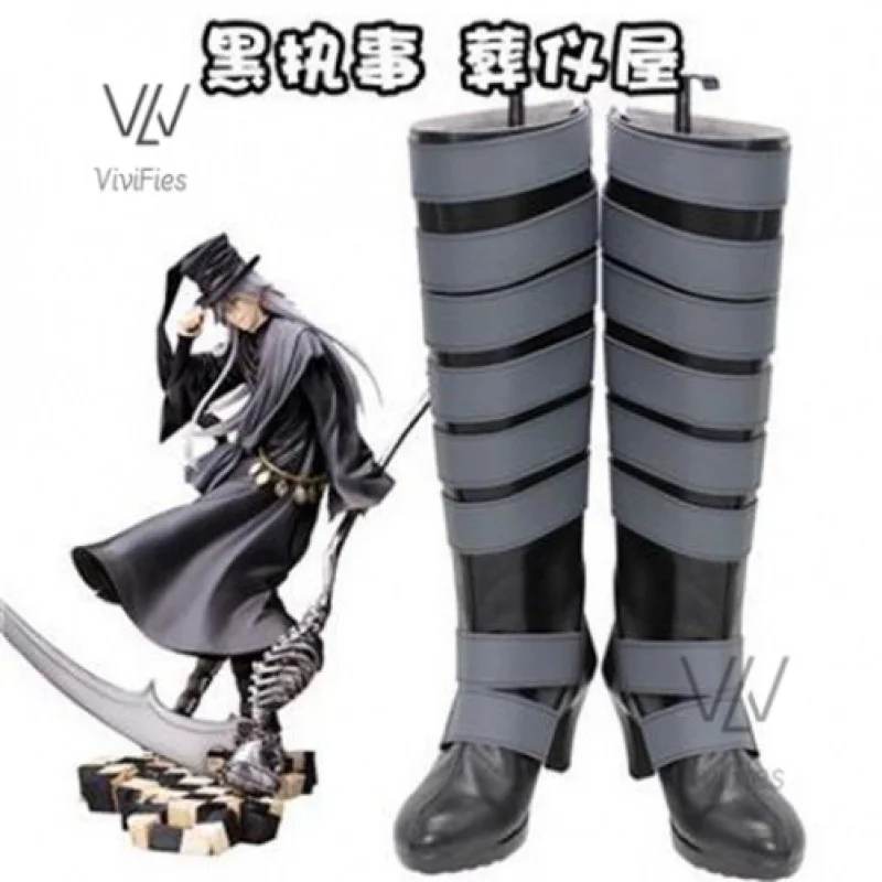 Black Butler Kuroshitsuji undertainer stivali alti Anime Cosplay Halloween Carnival Party accessori scarpe Custom Made AnySize