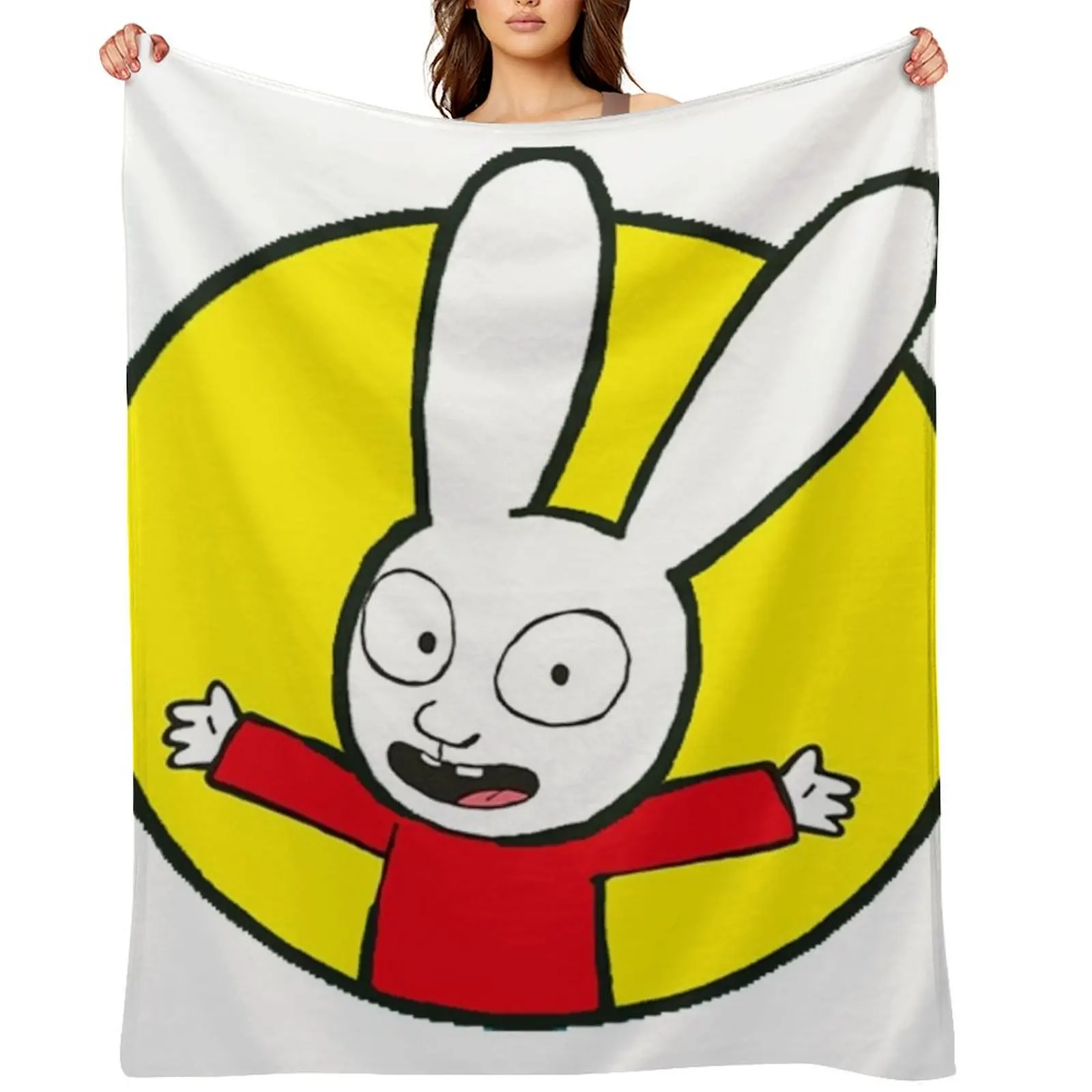 Simon The Rabbit Throw Blanket Soft Big Designers Loose Plaid on the sofa Blankets