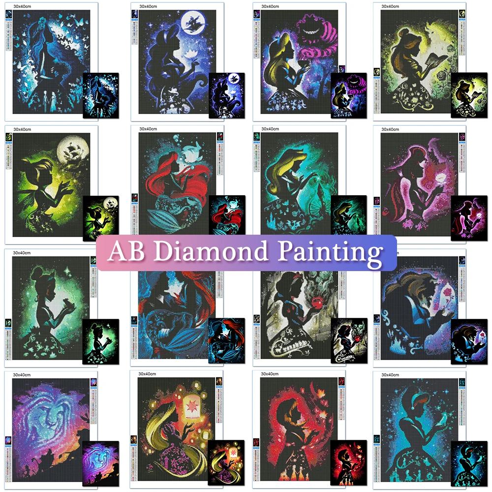 

AB Diamond Painting Drills Alice in Wonderland Princess Aisha Disney 5D DIY Rhinestone Mosaic Embroidery Baby Room Decoration