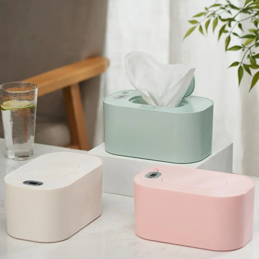 Organizador de lenços umedecidos para bebês, aquecedor de fraldas com temperatura ajustável, operação com uma mão, caixa de armazenamento de grande capacidade para lenços umedecidos