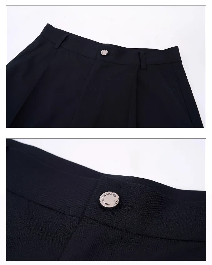 Luzhen cor sólida elegante temperamento calças masculinas em linha reta de alta qualidade 2025 novo original solto perna larga calças casuais jy4309