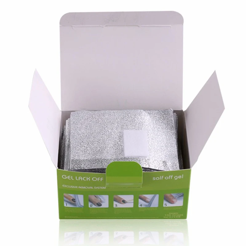 100 قطعة من رقائق الألومنيوم مزيل طلاء الأظافر يلتف المتاح نقع قبالة الاكريليك هلام البولندية إزالة الورق لأدوات ماكياج الأظافر نظيفة #4