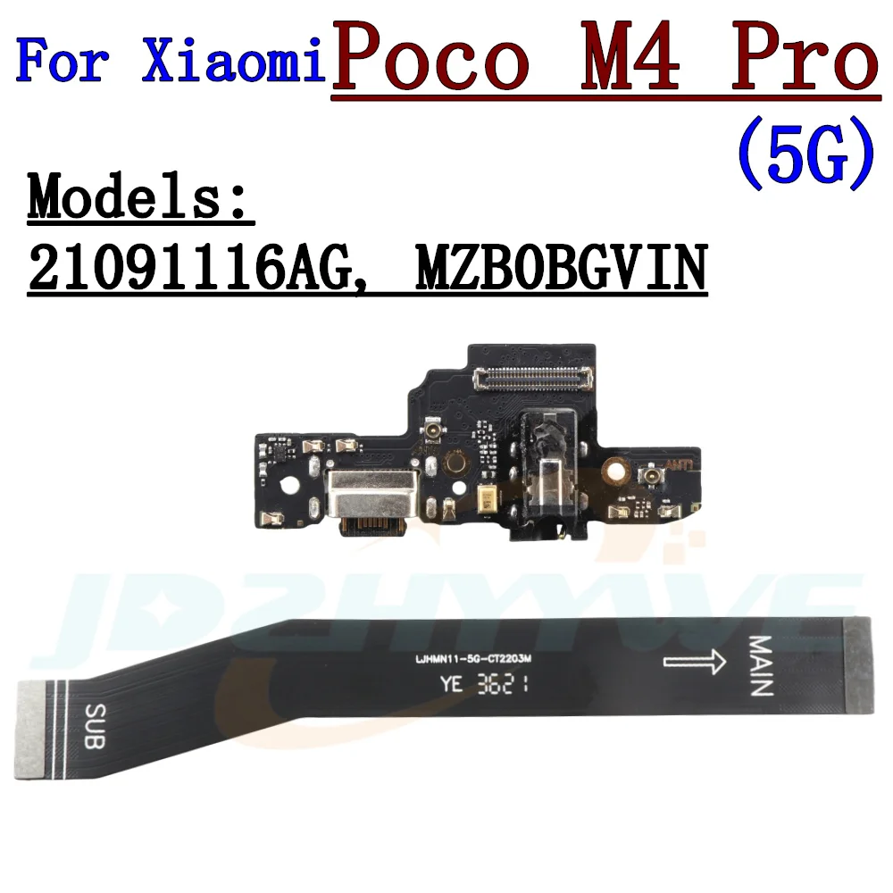 SIM Card Reader Board USB Charging Port Board For Xiaomi Poco M4 Pro 5G M5s M4Pro 4G Main Motherboard Flex Cable Repair Parts