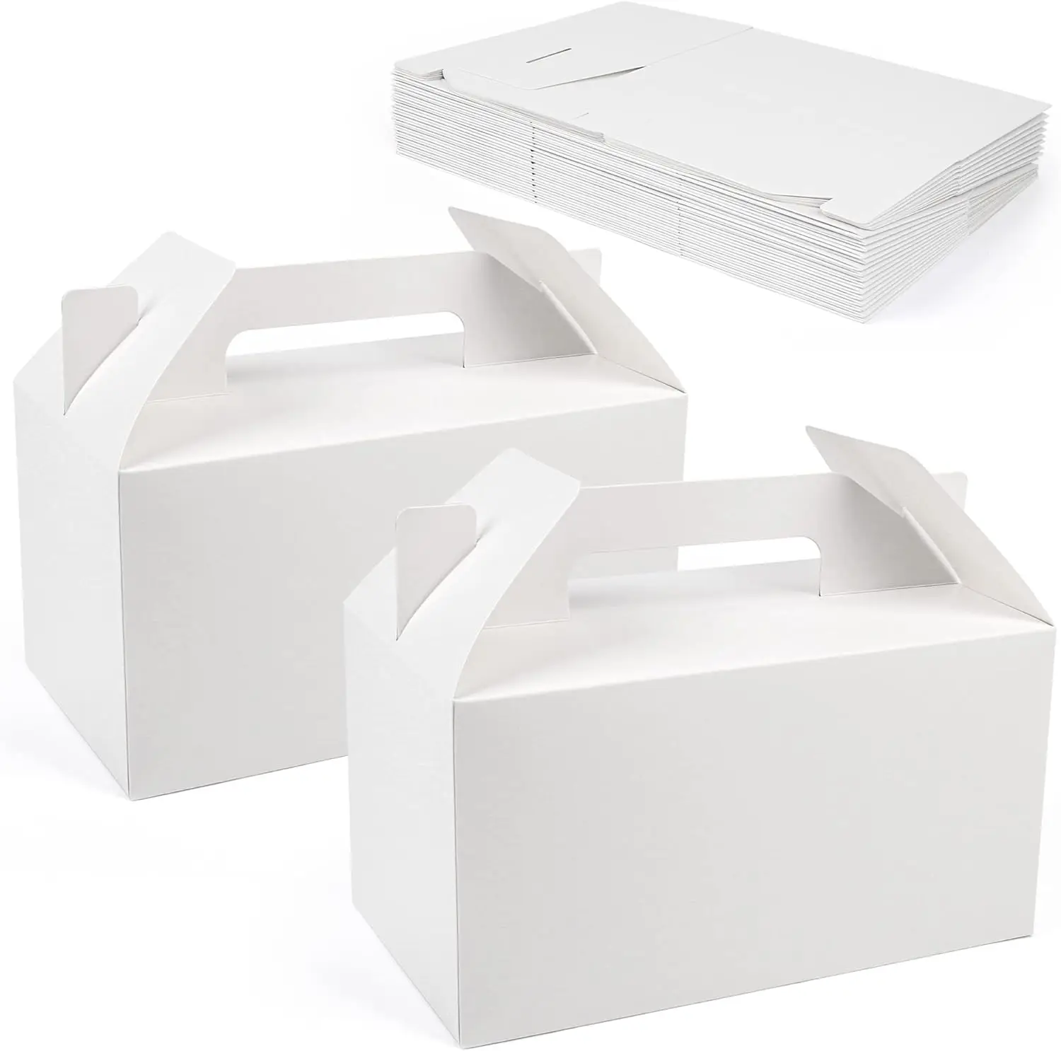 

25 Pack Large Gable Boxes with Handles, 9.5x5x5 Inches White Gift Boxes for Party Favors, Birthday, Wedding, Baby Shower