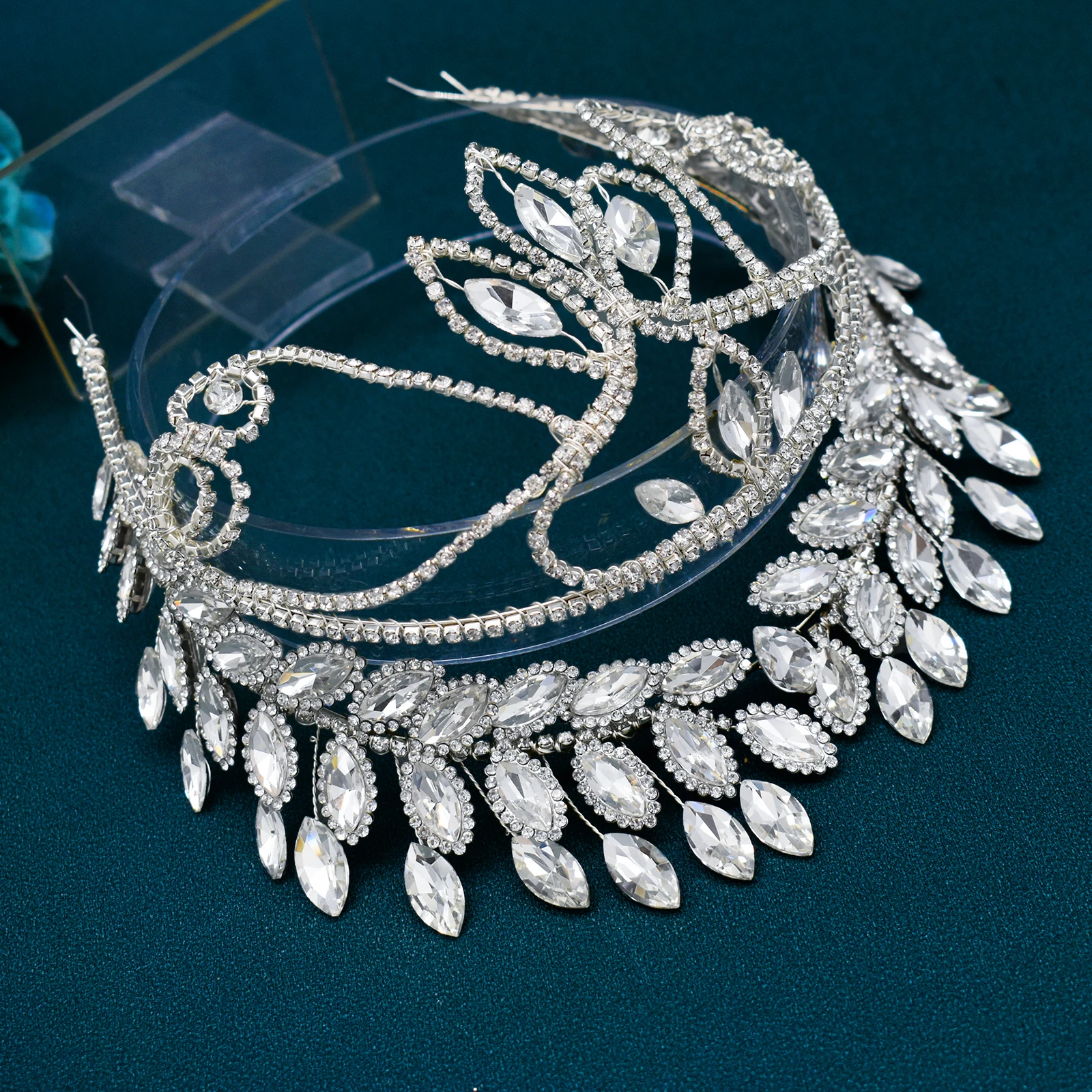 DZ130 Crystal Bridal Tiaras And Crowns Rhinestone Prom Diadem Headband Wedding Hair Accessories Jewelry Bride Hairbands