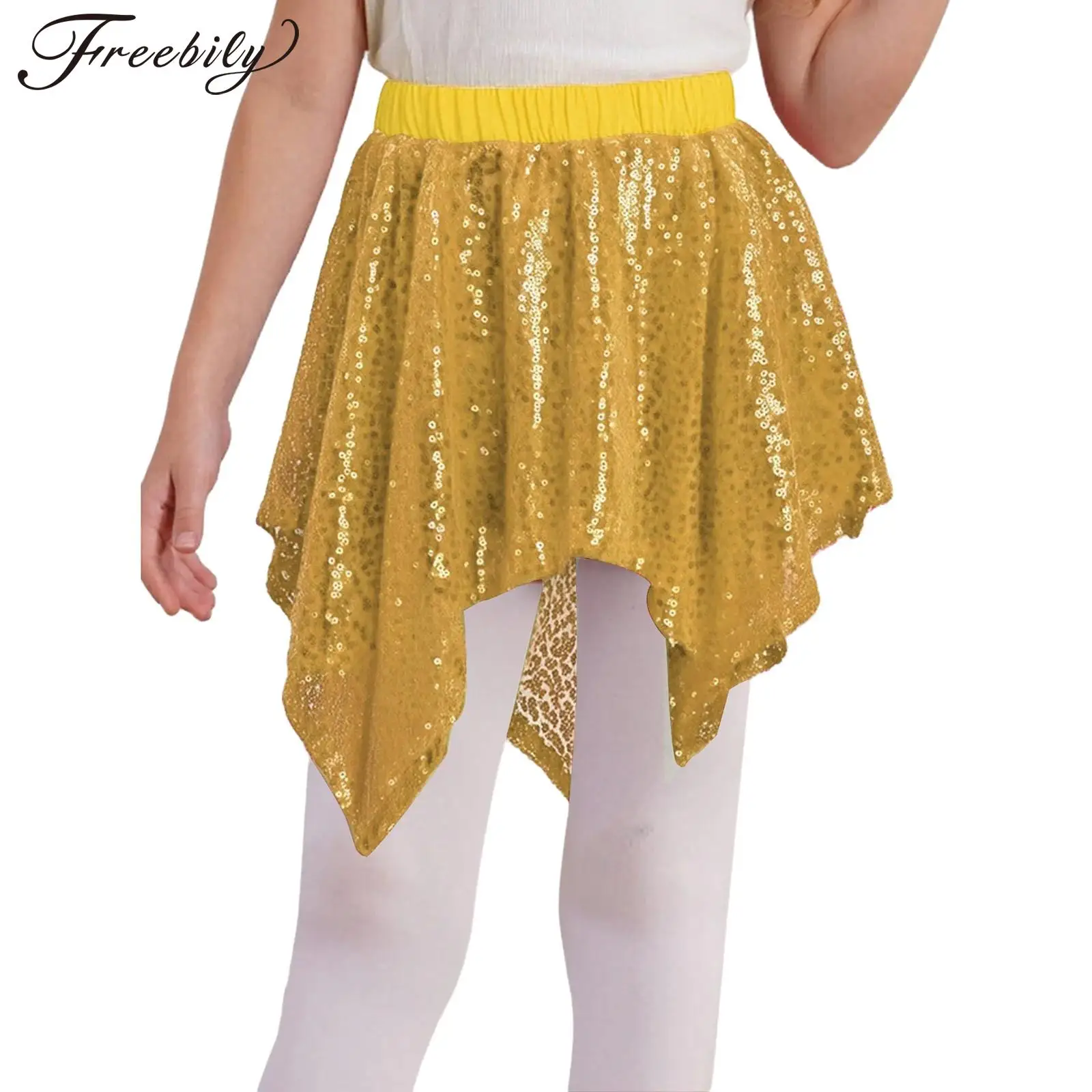 Jupes de danse Hip Hop pour filles, Costume de danse Jazz, paillettes brillantes, ourlet irrégulier, bas de danse de rue pour spectacle sur scène