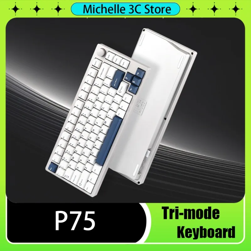 P75 Mechanical Keyboard Aluminum Tuo Tuo Gasket Custom Game RGB Three Mode Wireless Bluetooth 81Key4000mAhPC Positioning Version