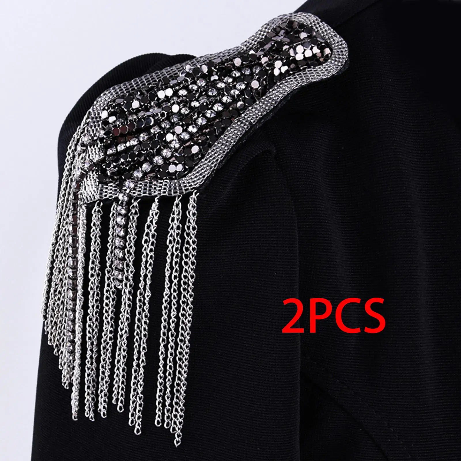 Elegant Rhinestone Shoulder Pad Tassel Chain for Women Man Ceremony Performance Party Costume Accessories