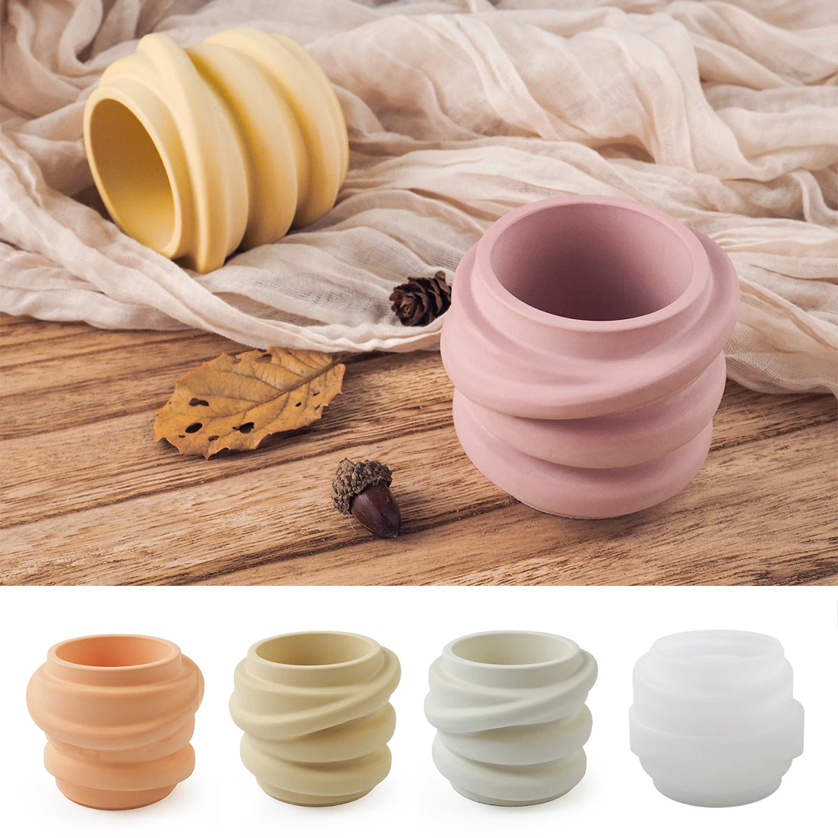 Irregular Round Candle Cup Silicone Mold DIY Vase Succulent Flower Pot Making Plaster Resin Storage Box Casting Molds Home Decor