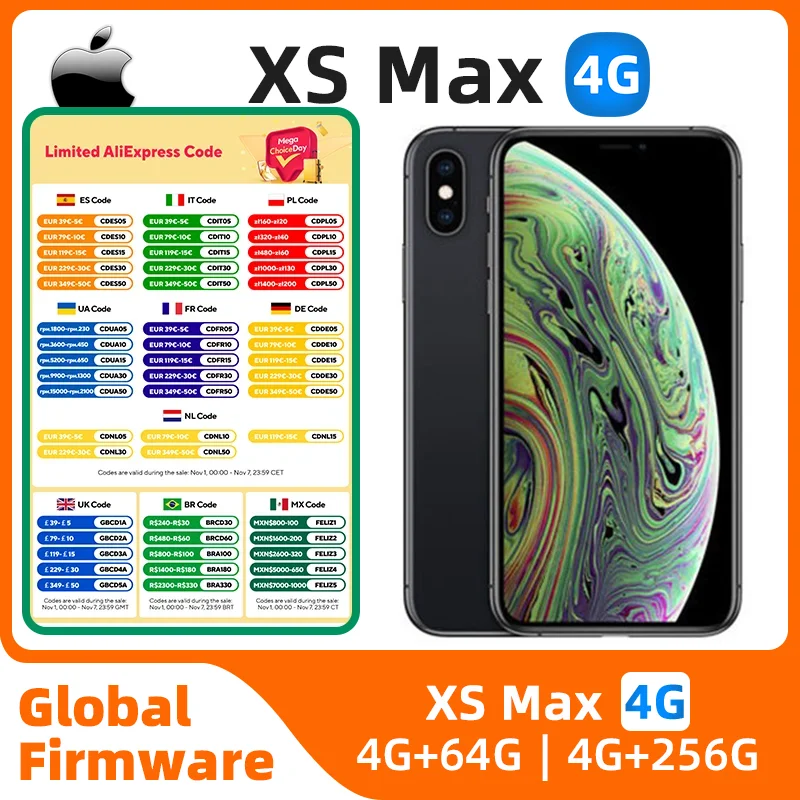 

Apple iPhone XS MAX 4g SmartPhone Apple A12 6.5inch OLED Screen 12MP Camera 3174mAh 18W Charge IOS Original Used iPhone