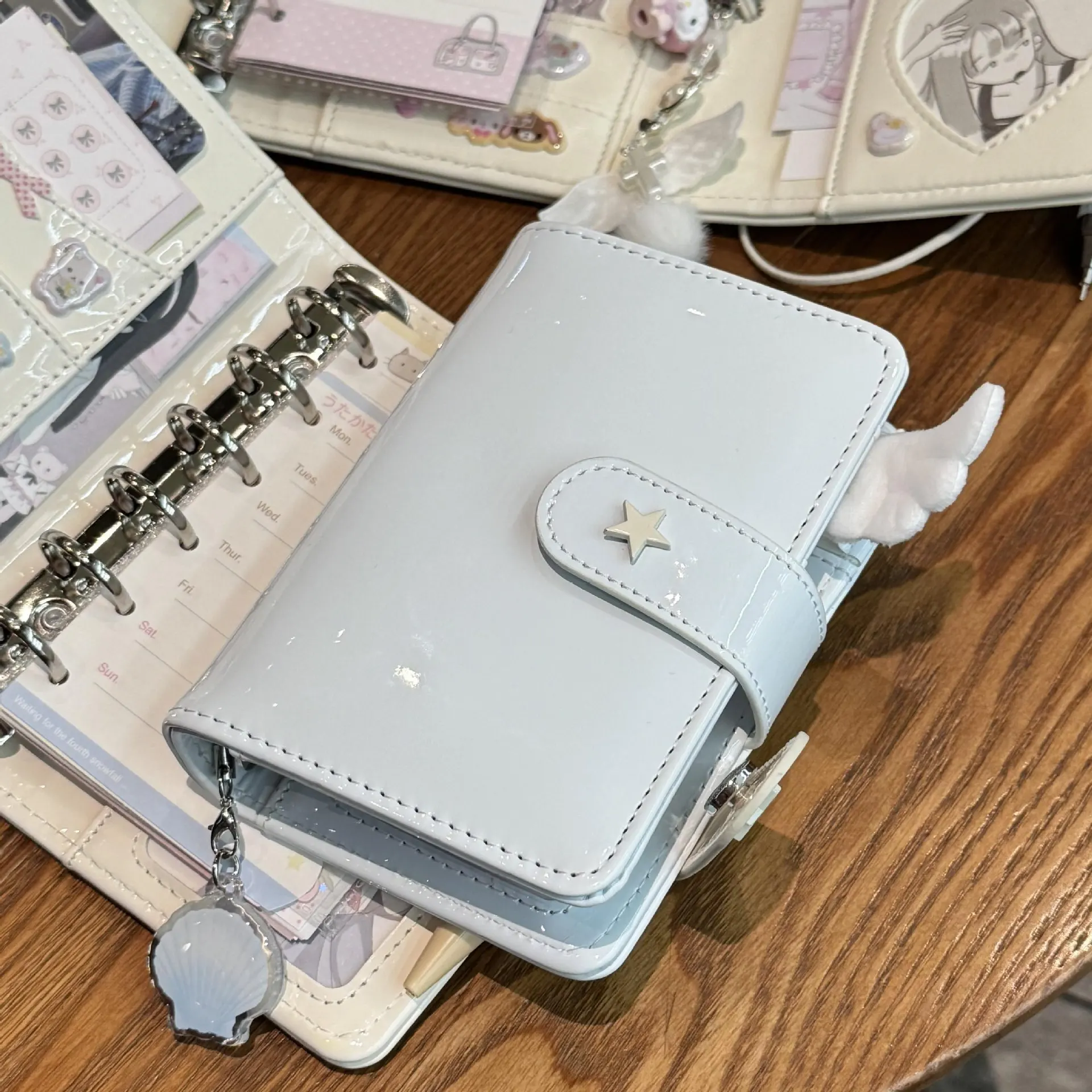 Star M5 BinderGlossy Patent Leather BinderHigh-Value Planner, Check-in Record Schedule Notebook Stationery