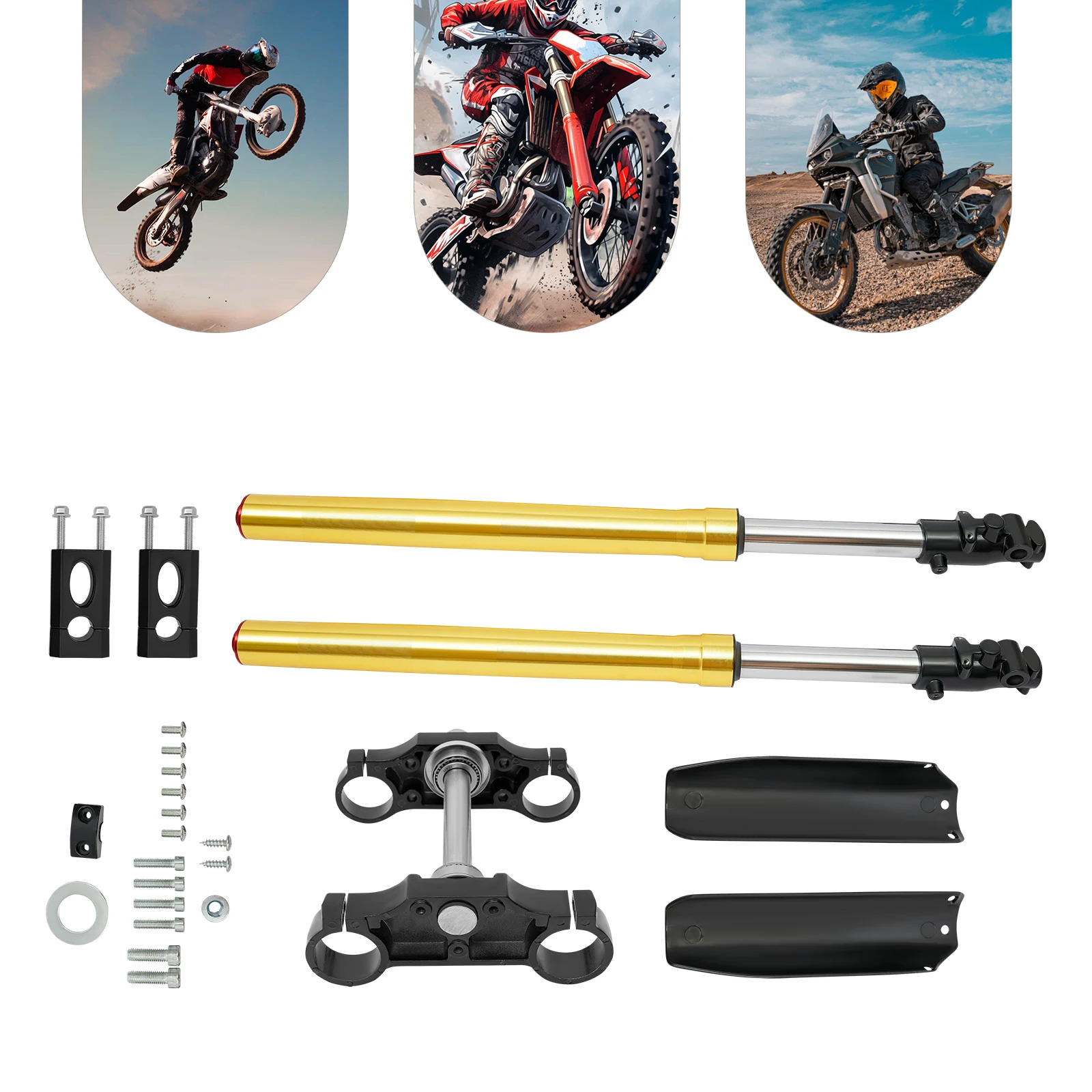 

Тройной зажим для дерева, передние вилки, амортизатор, новый алюминиевый сплав, окисление, подходит для пит-байка, серебристый, золотой, черный