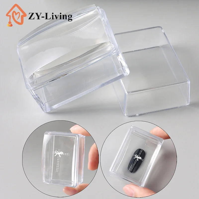Transparent Rectangle Nail Art Stamper With Scraper Silicone Head Transfer Tool Fast Clear Jelly French Stamping Manicure