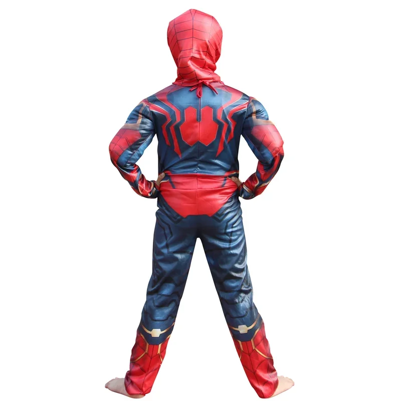 เด็ก Super Heroes เครื่องแต่งกายกล้ามเนื้อ Spiderman หน้ากากถุงมือมวย Hulk Boy Carnival Party Dress Up 3-14Y