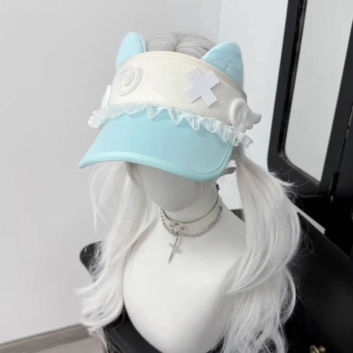 Girl's Sweet Style Caps Kawaii Hats Cat Eared Open Top Sun Hat Subculture Hat Cute Lolita Style Y2k Fashion Caps Summer Sun Hat