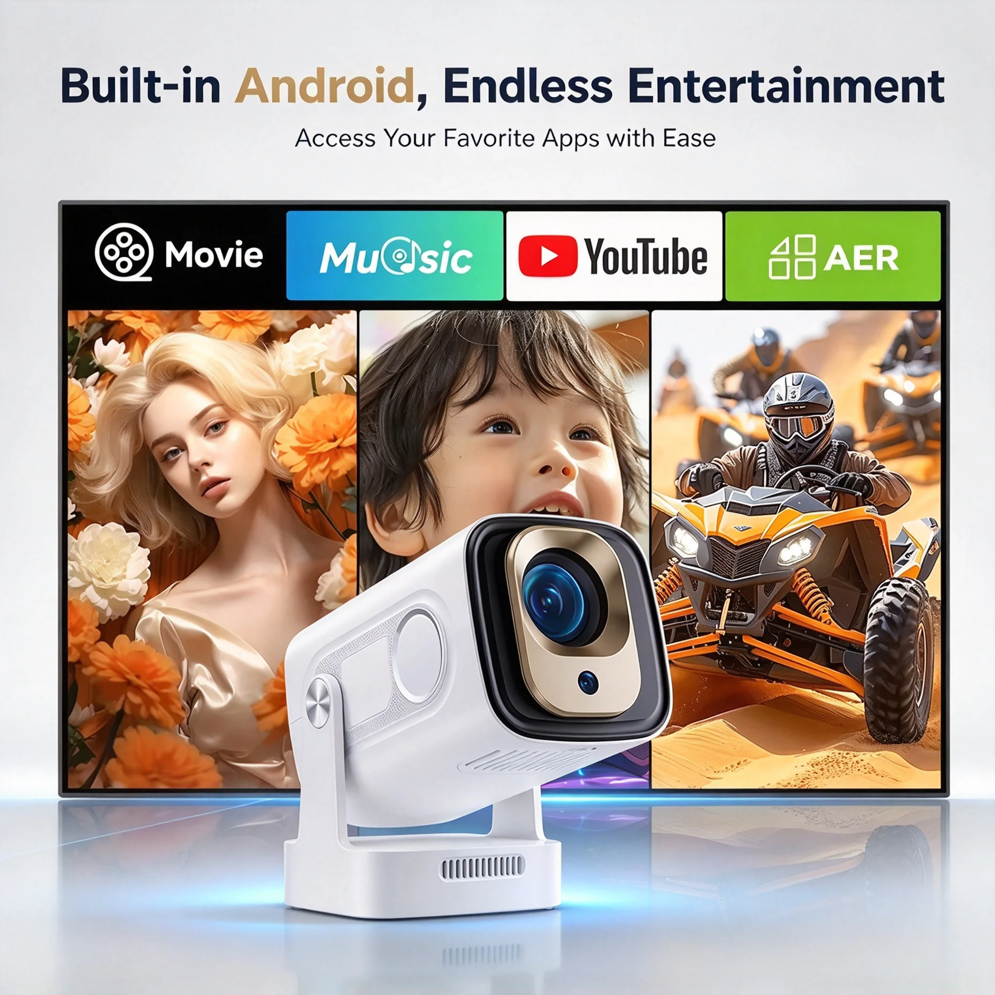 4K Smart Projector Android 11 Wifi 6 - Автоматический фокус, умный проектор, 260 ANSI,