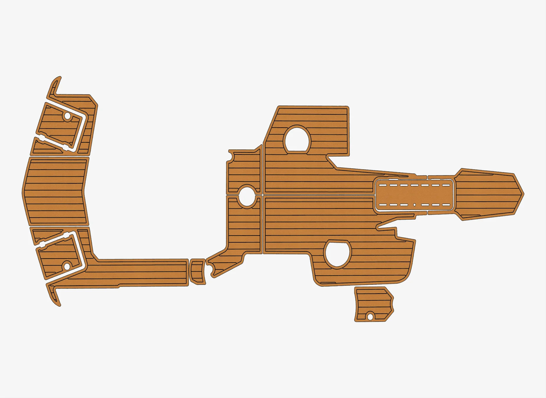 Non-Slip EVA Faux Teak Marine Mat Self-Adhesive 6mm Yacht Cockpit Pad for 2005-2007 Larson 248 LXI Boat Decking Easy Install