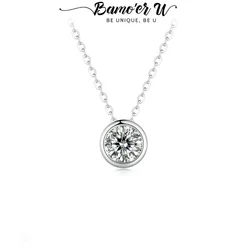 Bamoer U Moissanite Necklace 925 Sterling Silver Unique Bezel Setting Design Certified Necklace Fine Jewelry D Color VVS1