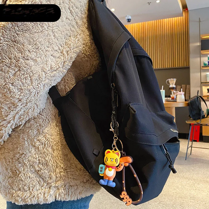 Cartoon Lucky Tiger Ingot Cat Doll Pendant Keychain Cute Feline Wealth Animal Backpack Car Accessories Key Chain for Women Child image 4
