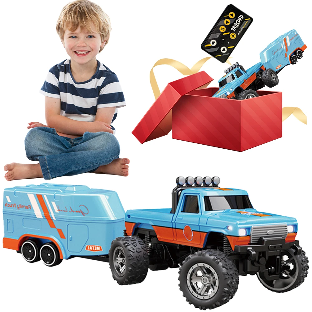 

Mini RC Monster Truck 1:64 Scale All Terrain Off-Road Truck Toy USB-C Rechargeable Adjustable Speed/Steering Children Toy Gift
