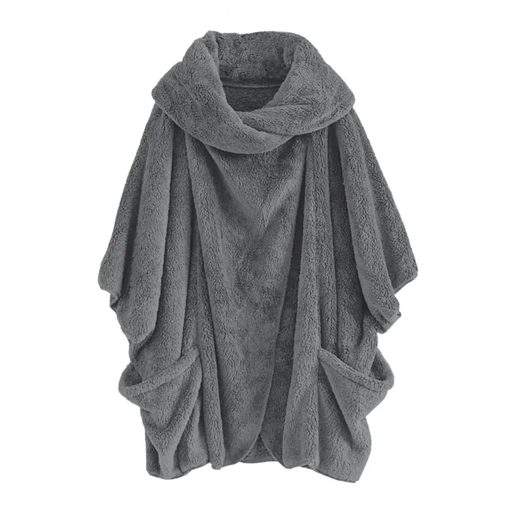 2023 Winter Warme Dicke Batwing Ärmeln Horn Schnalle Lose Mantel Poncho Capes Frauen Einkaufen Mantel