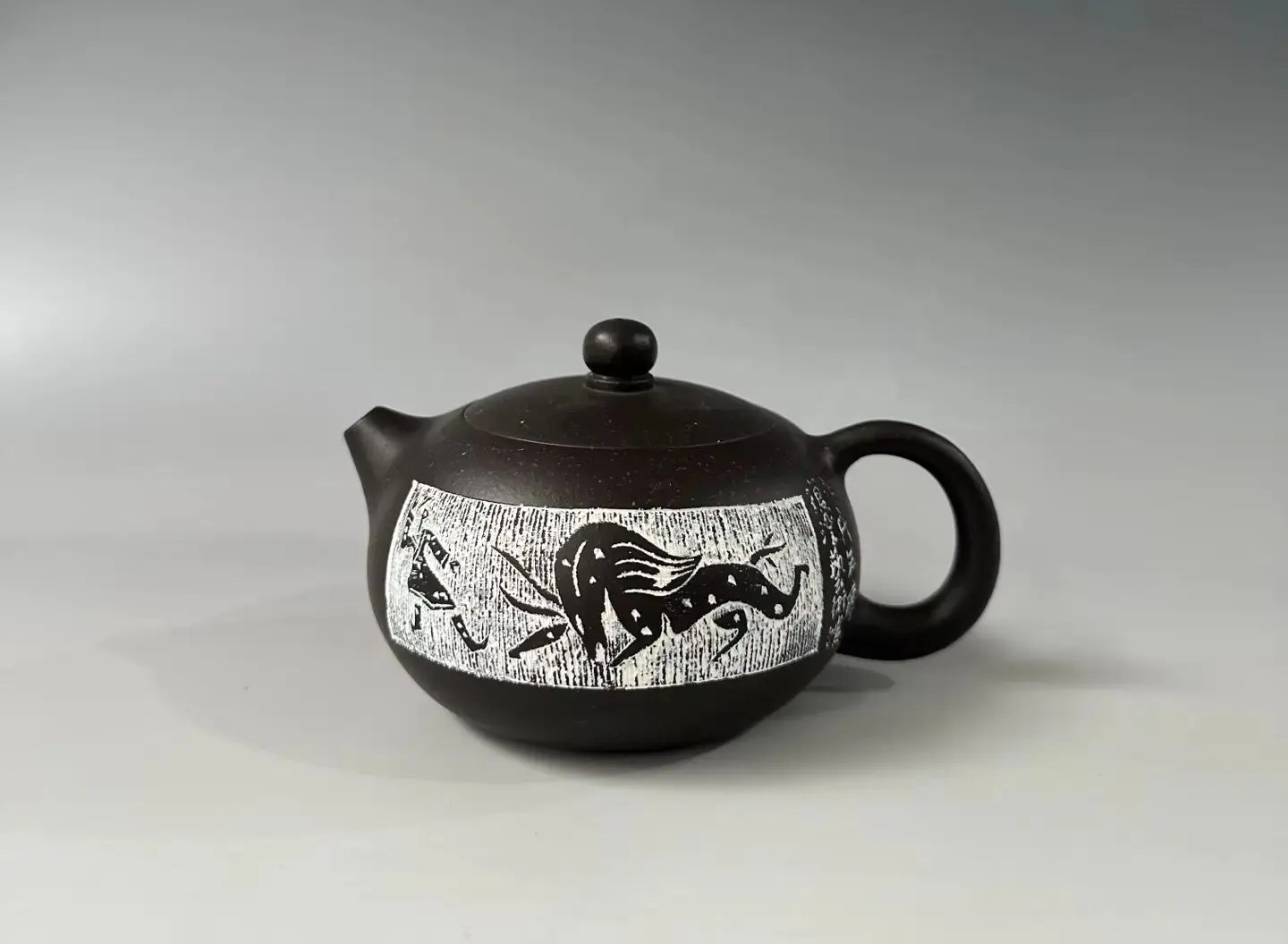 Old Chinese Handicraft Enameled YiXing Zisha Teapot,Han dynasty painted patterns,with mark, Free shipping
