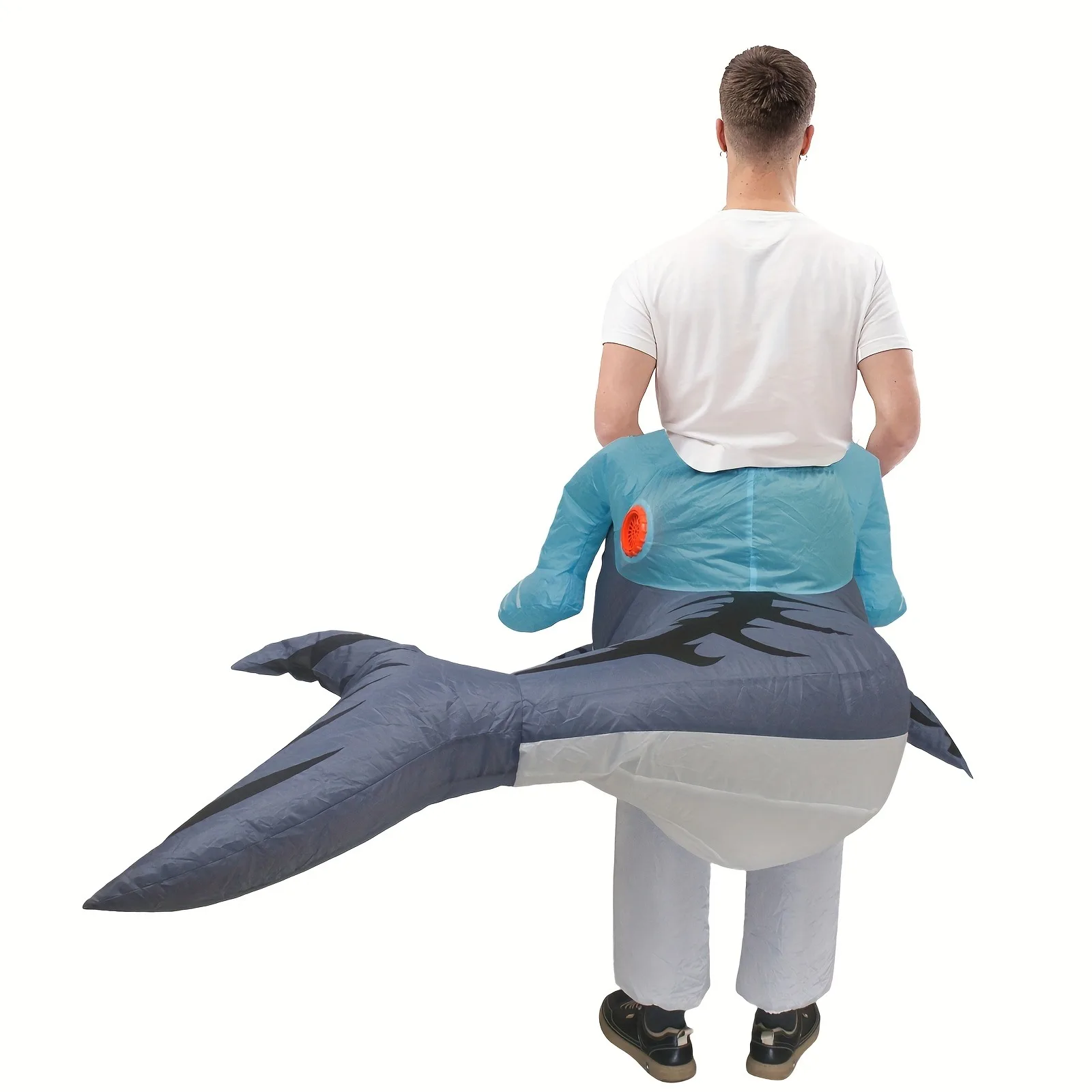 زي الهالوين القرش لركوب الخيل القابل للنفخ، ملابس حفلات المهرجانات من البوليستر عالي الجودة