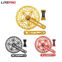 Litepro Folding Bicycle Elite Chainwheel Hollow Integrated Crank Ceramic Bearing Crankset 130BCD Single Aluminum Alloy Chainring