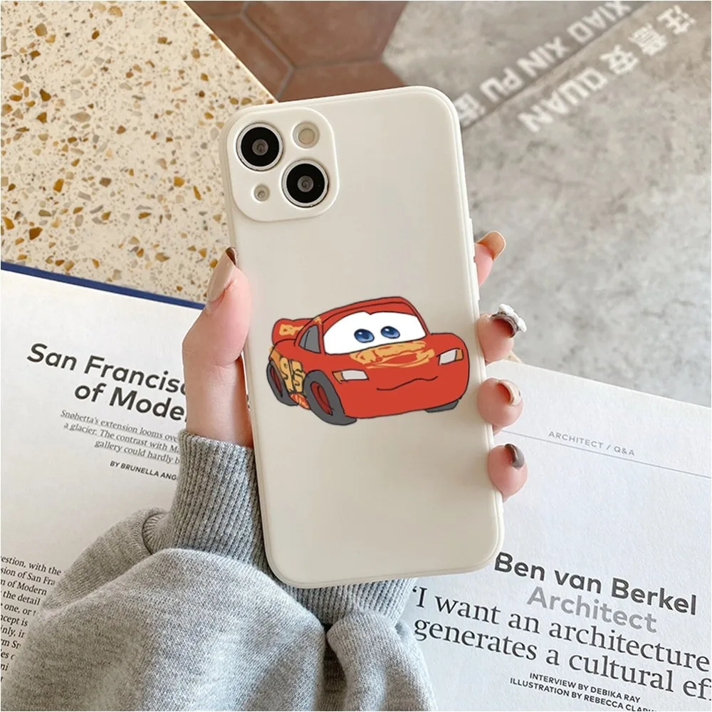 Cars_L-Lightning_M-McQueen Phone Case For Iphone 11 13 14 Pro Max X Xr Xs Max Se2020 12mini White Cover Case