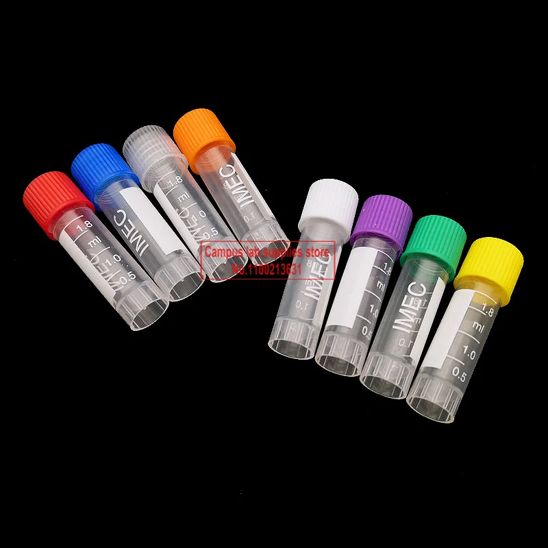 500 pz/lotto Lab 1.8ml crioviale in plastica con guarnizione in Silicone, tubi di congelamento con tappo colorato