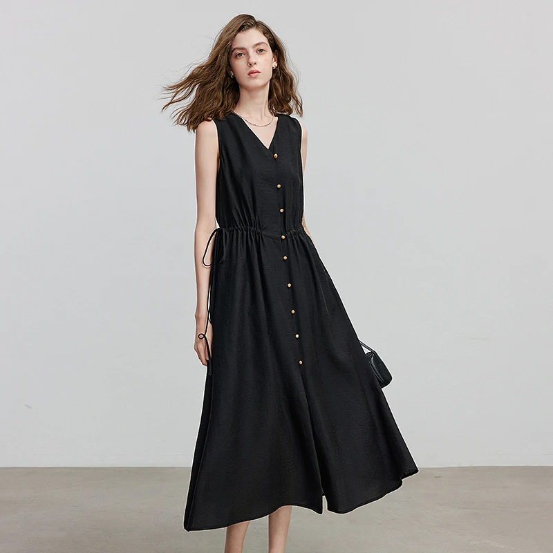 فستان TOYOUTH للسيدات 2025 فستان أسود صيفي جديد بياقة على شكل V وأكمام قصيرة 8529060