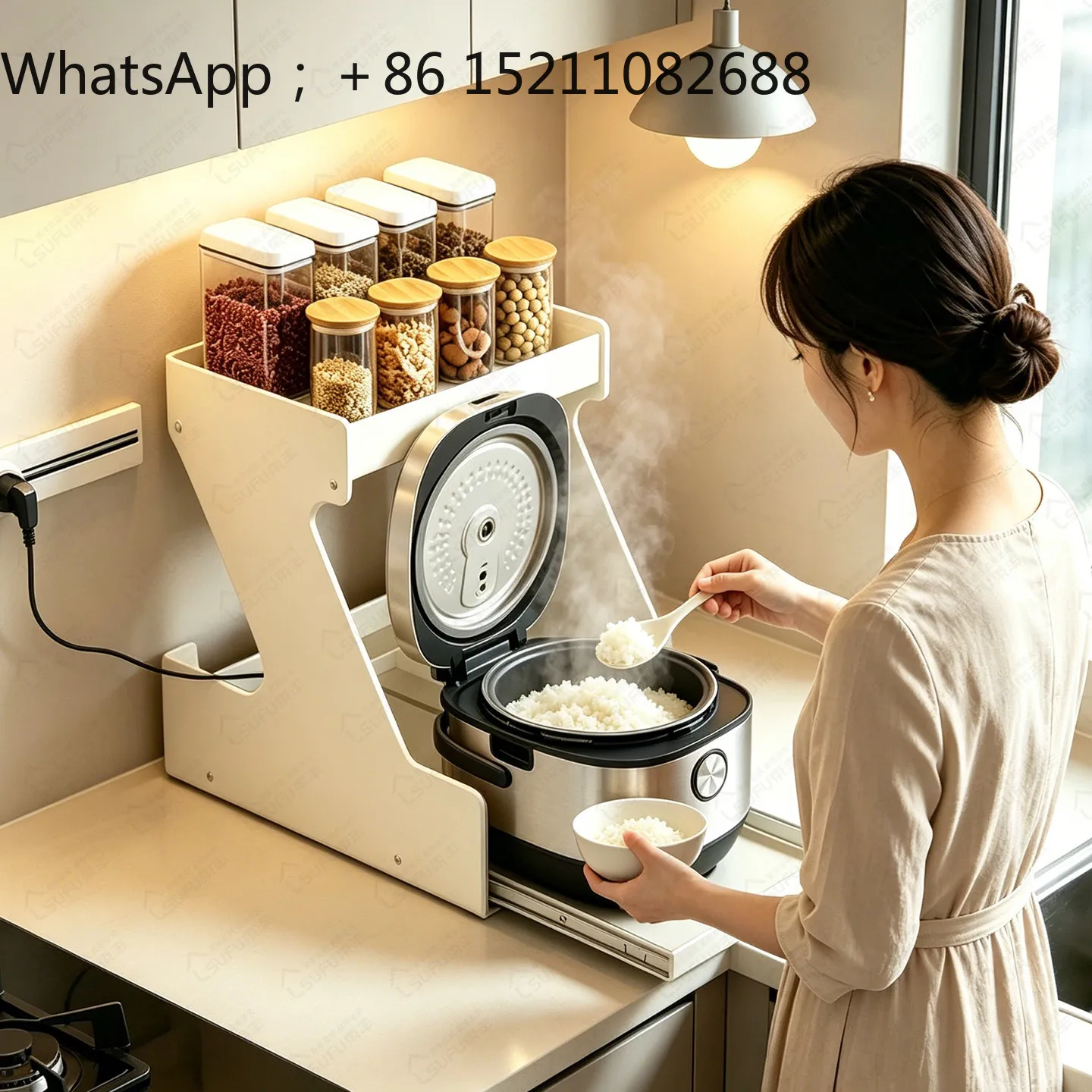 LLY Pull-out Kitchen Countertop Multifunctional Appliances Multi-layer Microwave Oven Rice Cooker Storage Rack