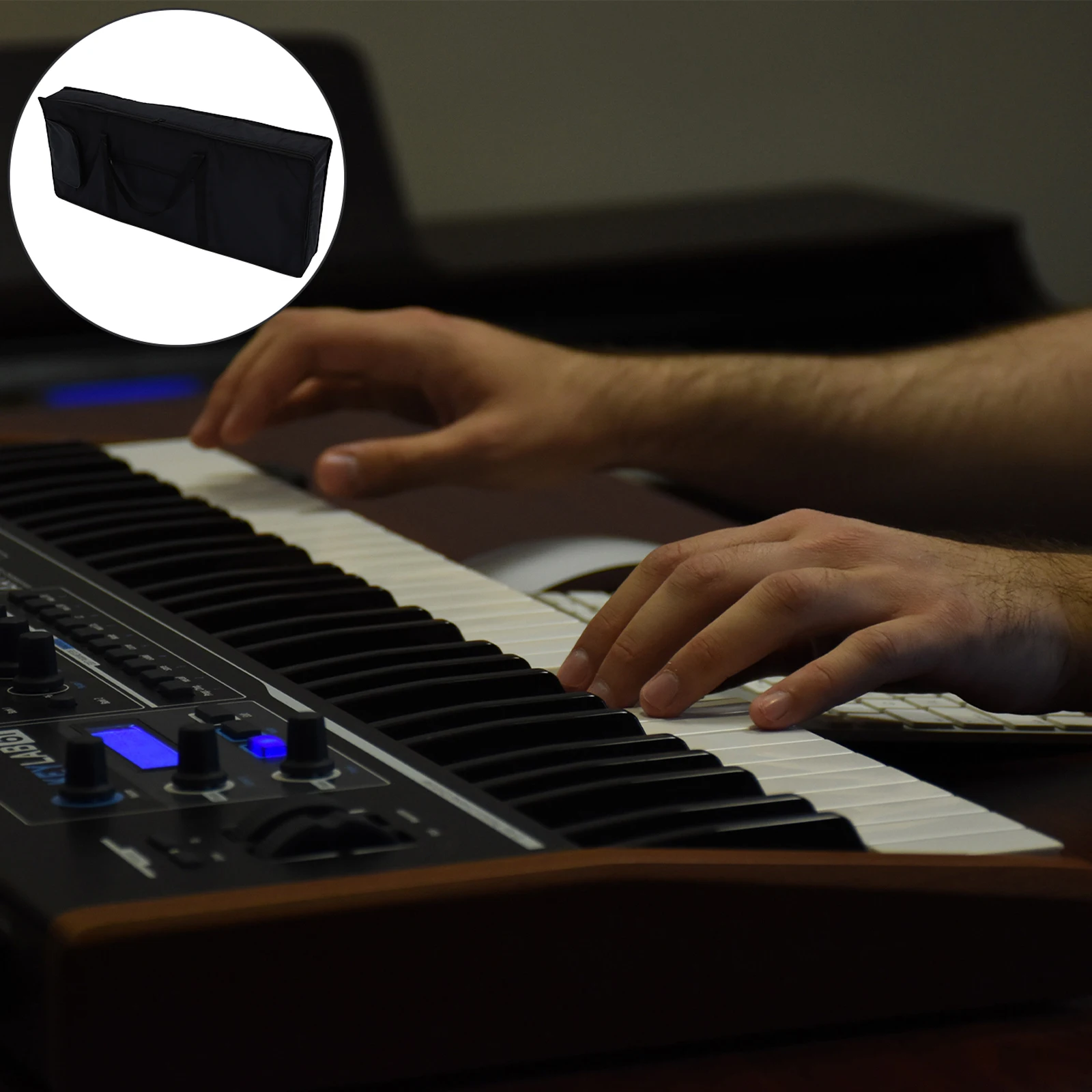 

Keyboard Bag for 61 Keys Electronic Piano Oxford Cloth Waterproof Storage Case Black Color Durable Musical Instrument Protection