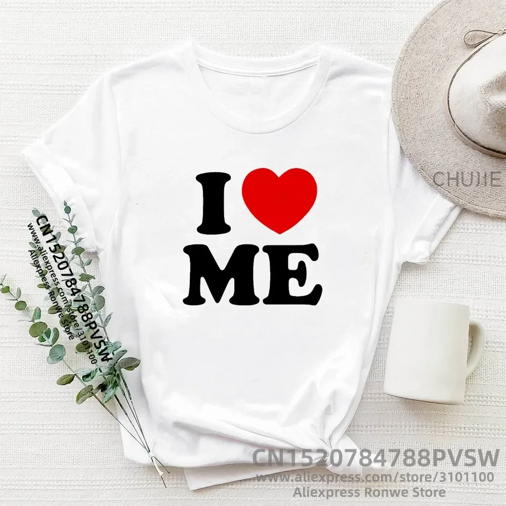 Women Fashion T-shirt Girl 2000s Vintage Fashion Tee Tops Clothing I Love Me Graphic 2000s korean