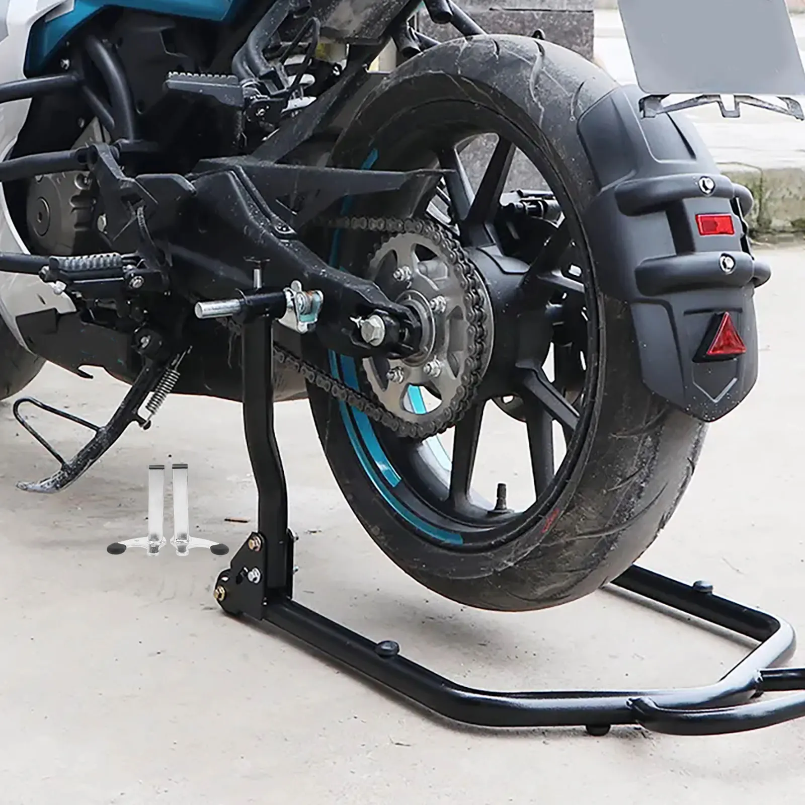

1 Pair Heavy Duty -Shaped Rear Wheel Support Easy Setup Load Bearing Iron Material Stable Maintenance Parking Top Head