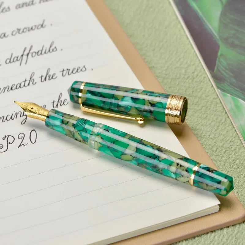 P20 Asvine Piston Filling Fountain Pen Acrylic Beautiful Patterns M/F/EF Nib with Golden Clip Office School Supplies Stationery