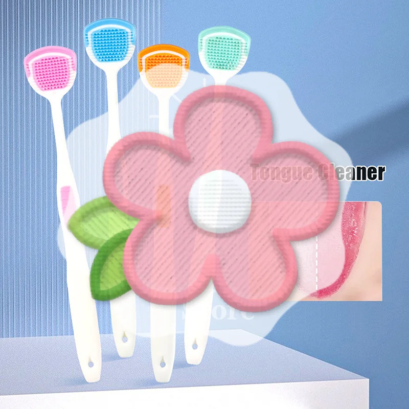 

1/5PCS Tongue Scraper Oral Cleaner Brush Soft Silicone Cleaning Tongue Toothbrush Mouth Fresh Breath Scraping Hygiene Care Tools
