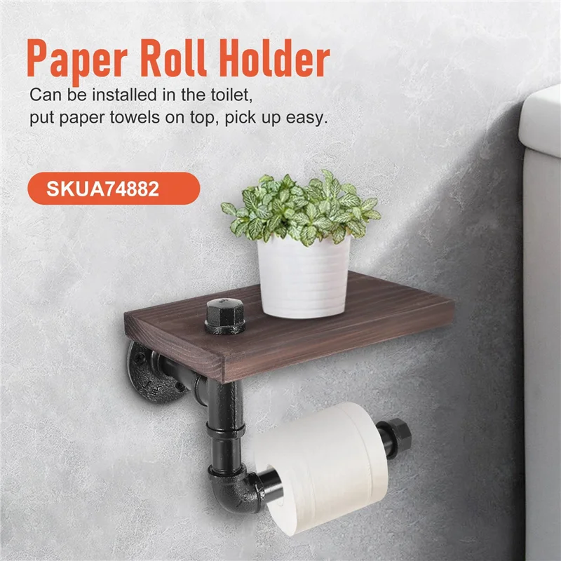 BAAG-حامل لفائف ورق التواليت الصناعي الريفي، حامل الأنابيب العائمة للمنزل/الحمام، رف مثبت على الحائط