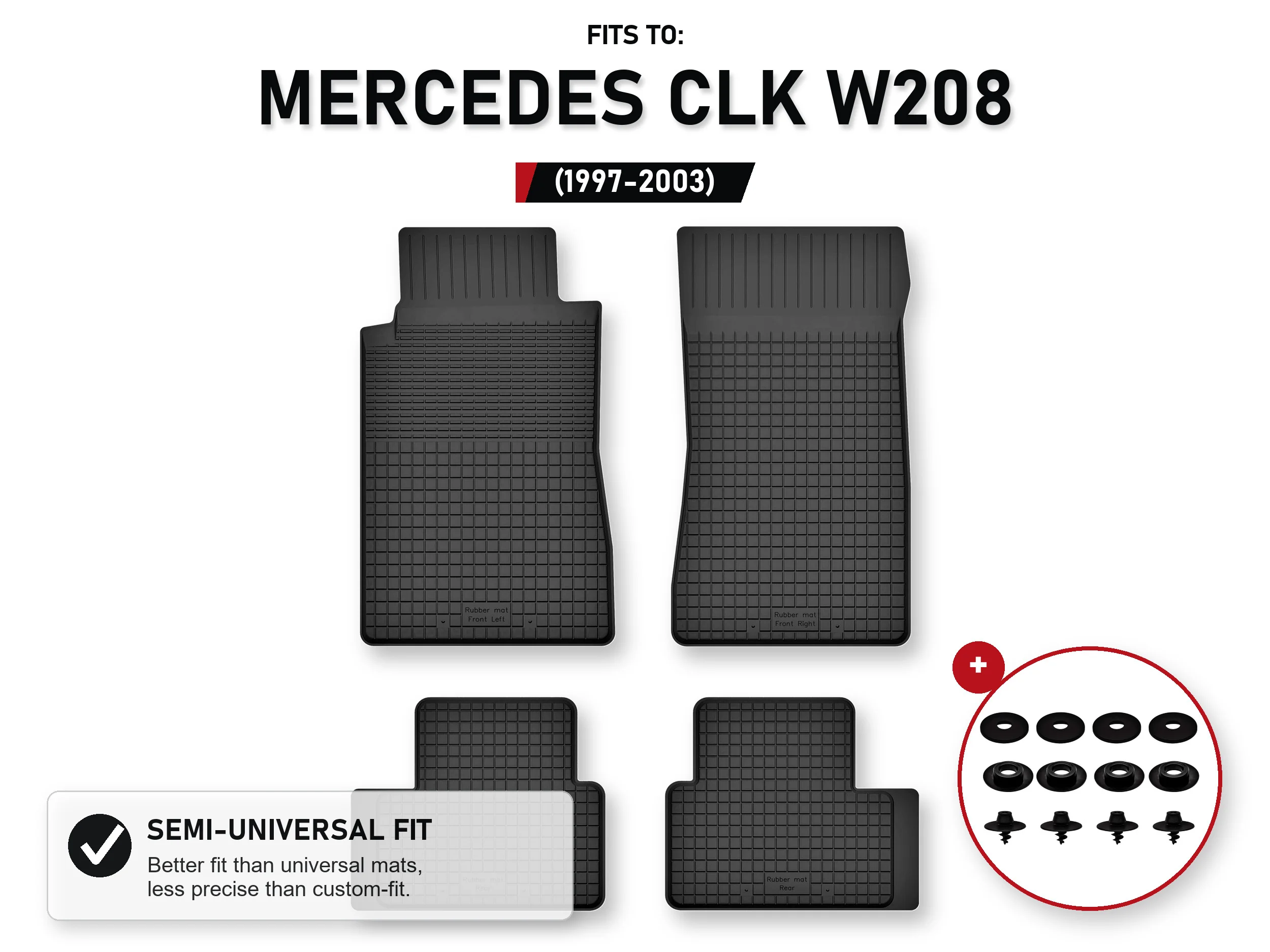 Vloermatten voor: Mercedes Clk W208 1997-2003 Coupé 4 stuks Ze Stoperami