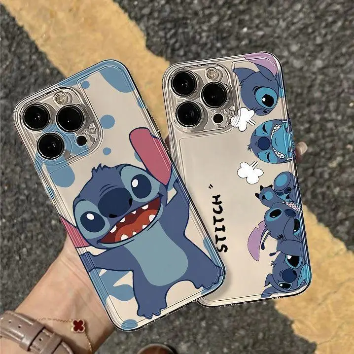 Transparent Disney Stitch Cute Case For Samsung Galaxy A55 5G A34 A35 A32 S23 Ultra S24 Note 20 A54 A13 Cover Funda