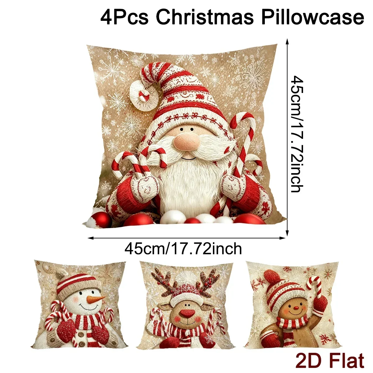 1/4pcs Christmas Throw Pillow Covers Gnome Gingerbread Man Cushion Covers Christmas Decoration for Home Sofa Living Room 2026