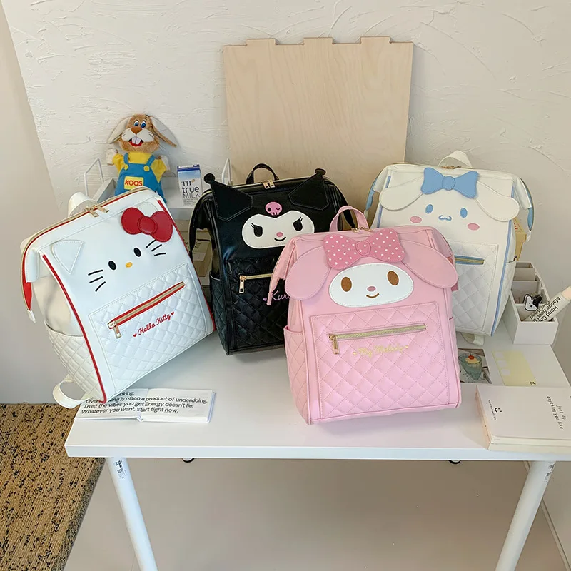 حقيبة ظهر نسائية جديدة من Hello Kitty حقيبة ظهر نسائية عصرية ذات سعة كبيرة وعالية الجودة حقيبة ظهر فاخرة غير رسمية متعددة الوظائف #4