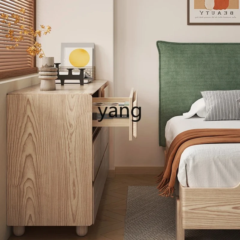 

LMM solid wood chest simple modern log wind bedroom drawer storage cabinet against the wall