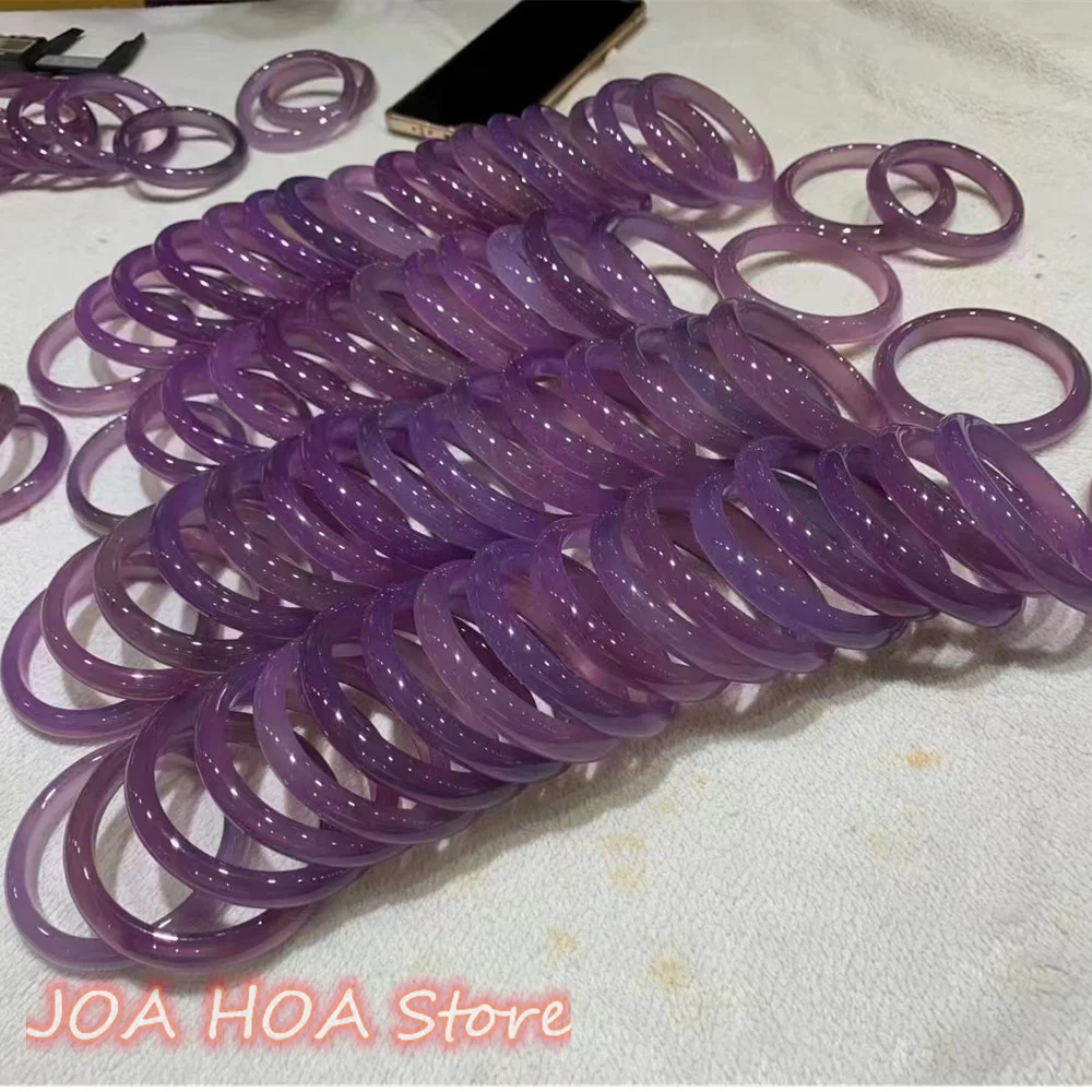 Eggplant Purple Violet Natural Color Agate Jade Bracelet Jadeite Chalcedony Delicate Handring Bangle Fine Jewelry